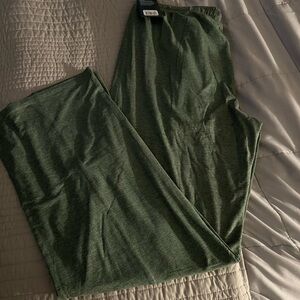 Zobha Wide Leg Pants X-Large Green pull on Stretch Pockets Drawstring Whitney